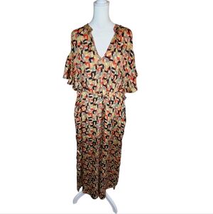 Sissel Edelbo Upcycled Sari Fabri Geometric Print Maxi Dress OS